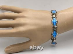 Rare Antique Johann G. Kjaerland JGK Sterling Silver Blue Enamel Bracelet Norway