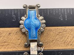 Rare Antique Johann G. Kjaerland JGK Sterling Silver Blue Enamel Bracelet Norway