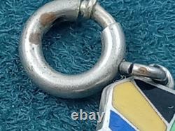 Rare Art Deco geometric Silver & Enamel Inlay Link Bracelet 7 & 14 grams
