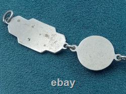 Rare Art Deco geometric Silver & Enamel Inlay Link Bracelet 7 & 14 grams