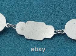 Rare Art Deco geometric Silver & Enamel Inlay Link Bracelet 7 & 14 grams