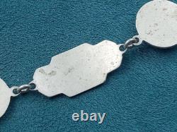 Rare Art Deco geometric Silver & Enamel Inlay Link Bracelet 7 & 14 grams