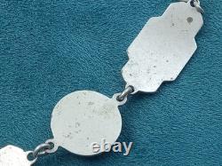 Rare Art Deco geometric Silver & Enamel Inlay Link Bracelet 7 & 14 grams