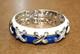 Rare Belle Etoile Sterling Blue/white Enamel Hinged Bangle Bracelet 093wei