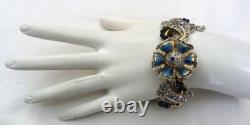 Rare Coro 1939 Adolph Katz Day & Night Moving Enamel Flowers Book Piece Bracelet