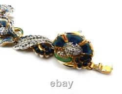 Rare Coro 1939 Adolph Katz Day & Night Moving Enamel Flowers Book Piece Bracelet