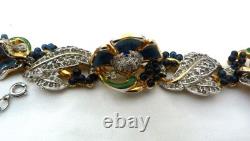 Rare Coro 1939 Adolph Katz Day & Night Moving Enamel Flowers Book Piece Bracelet