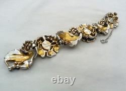 Rare Coro 1939 Adolph Katz Day & Night Moving Enamel Flowers Book Piece Bracelet
