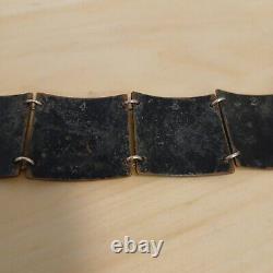 Rare Harold Balazs 1960s Blue Diamond & Dot Enamel Link Bracelet Signed