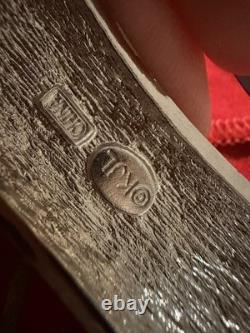 Rare! Kenneth J Lane Silver Tone Blue Enamel Leaf Motif 7 Bangle Bracelet #4516