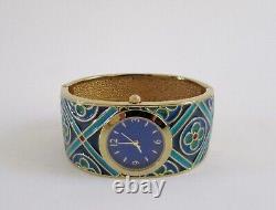 Rare Metropolitan Museum of Art Blue Enamel Cuff Bracelet Watch