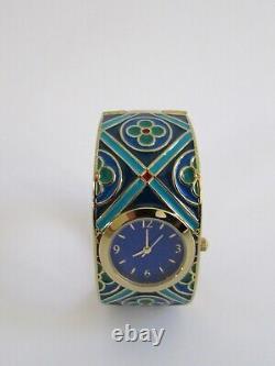 Rare Metropolitan Museum of Art Blue Enamel Cuff Bracelet Watch