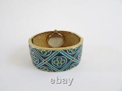 Rare Metropolitan Museum of Art Blue Enamel Cuff Bracelet Watch