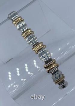 Rare Modernist Art Nouveau Bracelet Blue Enamel Silver 14 Karat Gold Barcelona