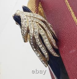 Rare Panetta Blue Enamel and Goldtone Crystal Horse Head Hinged Bracelet