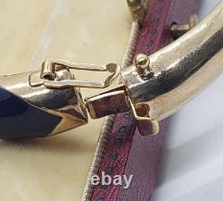 Rare Panetta Blue Enamel and Goldtone Crystal Horse Head Hinged Bracelet