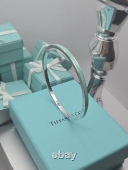 Rare Tiffany & Co. Blue Enamel Striped 7.5 Bangle Bracelet Sterling Silver 925