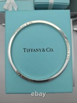 Rare Tiffany & Co. Blue Enamel Striped 7.5 Bangle Bracelet Sterling Silver 925