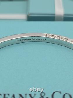 Rare Tiffany & Co. Blue Enamel Striped 7.5 Bangle Bracelet Sterling Silver 925