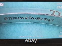 Rare Tiffany & Co. Blue Enamel Striped 7.5 Bangle Bracelet Sterling Silver 925