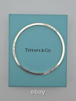 Rare Tiffany & Co. Blue Enamel Striped 7.5 Bangle Bracelet Sterling Silver 925