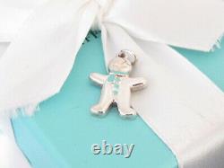 Rare Tiffany & Co Silver Blue Enamel Ginger Bread Man Charm 4 Necklace Bracelet