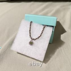 Rare Tiffany & Co. Sterling Silver Bead Bracelet- Blue Heart Enamel Round Tag