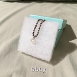 Rare Tiffany & Co. Sterling Silver Bead Bracelet- Blue Heart Enamel Round Tag