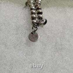 Rare Tiffany & Co. Sterling Silver Bead Bracelet- Blue Heart Enamel Round Tag