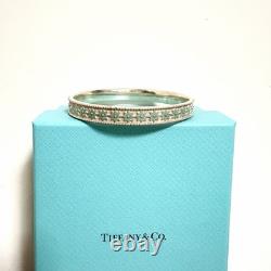 Rare Tiffany & Co. Sterling Silver Blue Enamel Daisy Flower Bangle, Pouch & Box