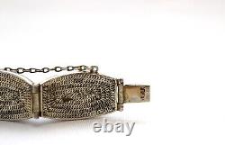 Rare Vintage Chinese Lapis and Enamel Silver Bracelet 6.5-31.0 Grams