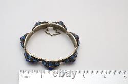 Rare Vintage Chinese Lapis and Enamel Silver Bracelet 6.5-31.0 Grams