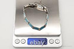 Rare Vintage MARGOT DE TAXCO Blue Enamel Link Sterling Silver Bracelet