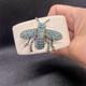 Rare Vtg Kenneth Jay Lane White Enamel Hinged Blue Turquoise Bee Cuff Bracelet