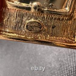 Rare Vtg Kenneth Jay Lane White Enamel Hinged Blue Turquoise Bee Cuff Bracelet