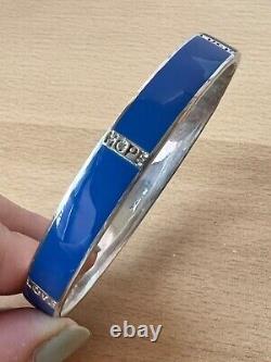 Retired Carolee Sterling Silver Blue Enamel Bangle Bracelet Love Luck Peace Hope