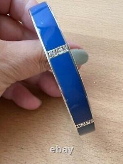 Retired Carolee Sterling Silver Blue Enamel Bangle Bracelet Love Luck Peace Hope