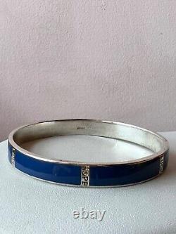 Retired Carolee Sterling Silver Blue Enamel Bangle Bracelet Love Luck Peace Hope