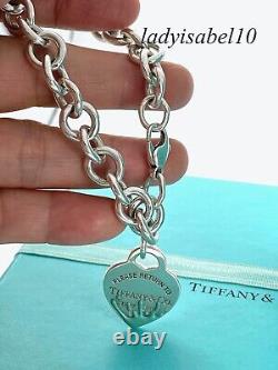 Return To Tiffany & Co 7.25 Blue Enamel Color Splash Bracelet Heart Silver wBox