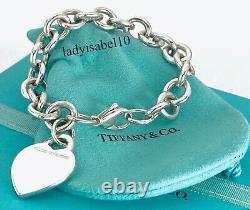 Return To Tiffany & Co 7.25 Blue Enamel Color Splash Bracelet Heart Silver wBox