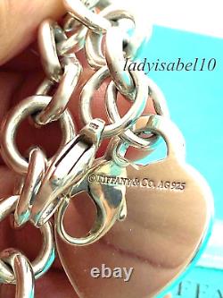 Return To Tiffany & Co 7.25 Blue Enamel Color Splash Bracelet Heart Silver wBox