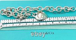 Return To Tiffany & Co 7.25 Blue Enamel Color Splash Bracelet Heart Silver wBox