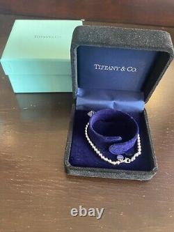Return To Tiffany & Co. Silver Mini Heart Enamel Beaded Bracelet 18cm Box
