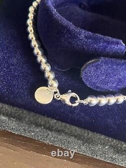 Return To Tiffany & Co. Silver Mini Heart Enamel Beaded Bracelet 18cm Box