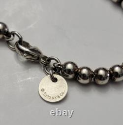 Return To Tiffany Co. Sterling Silver Blue Enamel Heart Beaded Bracelet 7