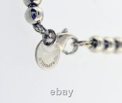 Return To Tiffany & Co Sterling Silver Blue Enamel Heart Tag 4mm Bead Bracelet