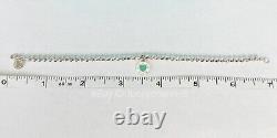 Return To Tiffany round tag with blue enamel heart Silver Bead Bracelet 7in New