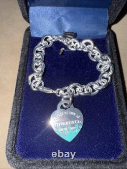 Return to Tiffany Blue Enamel Color Splash Heart Tag Charm Bracelet