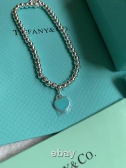 Return to Tiffany & Co Blue Enamel Heart Tag Bead Bracelet 7 with box & pouch #3