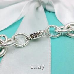 Return to Tiffany & Co. Heart Tag Blue Enamel Splash Bracelet 925 Silver 7.25in